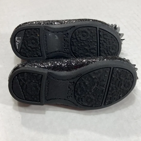 Black‎ sequin little girl slip on dress shoes - Picture 9 of 13